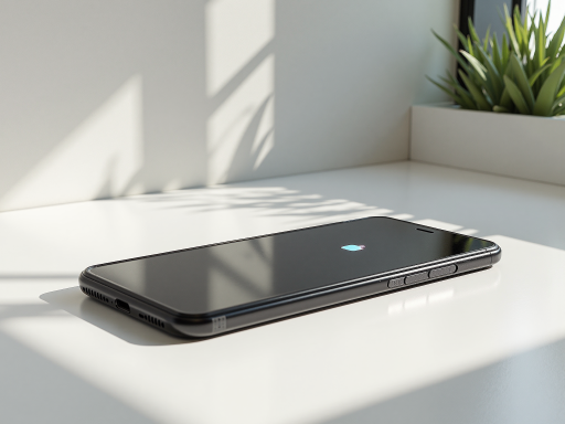 智能手机产品摄影，白色背景，正面角度，金属边框，高清细节，专业布光