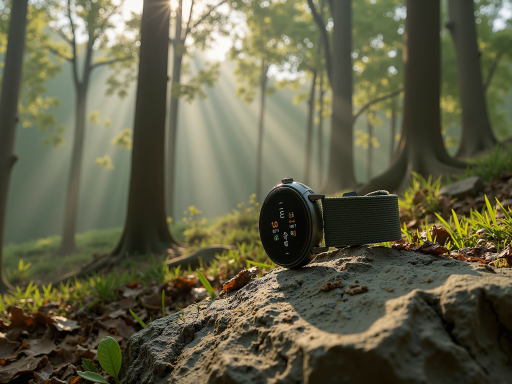 智能手表产品摄影，运动场景背景，佩戴展示，高清细节，自然光线